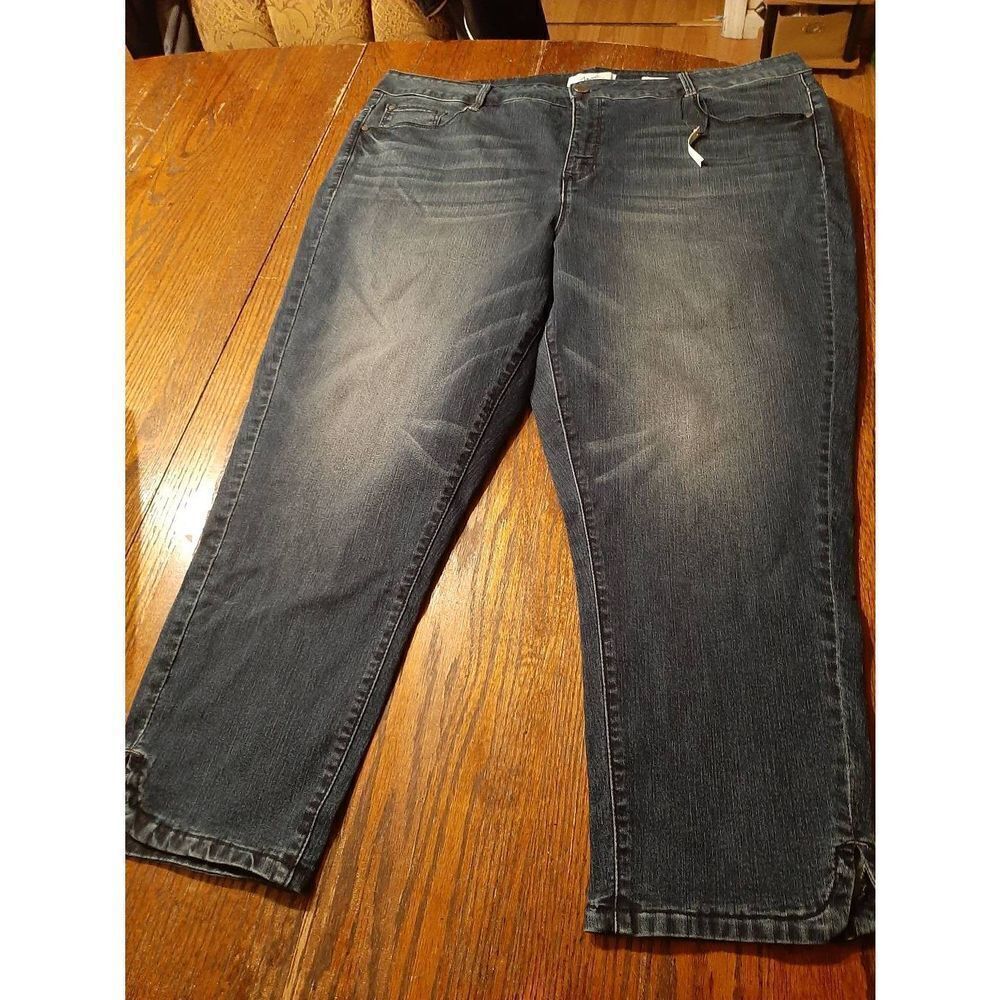 New 24W Angels Forever Young Skinny Crop High Rise Denim Blue Jeans Casual Pants